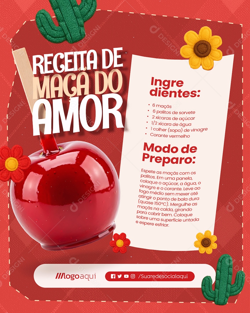 Receita Junina Maçã Do Amor Social Media PSD Editável