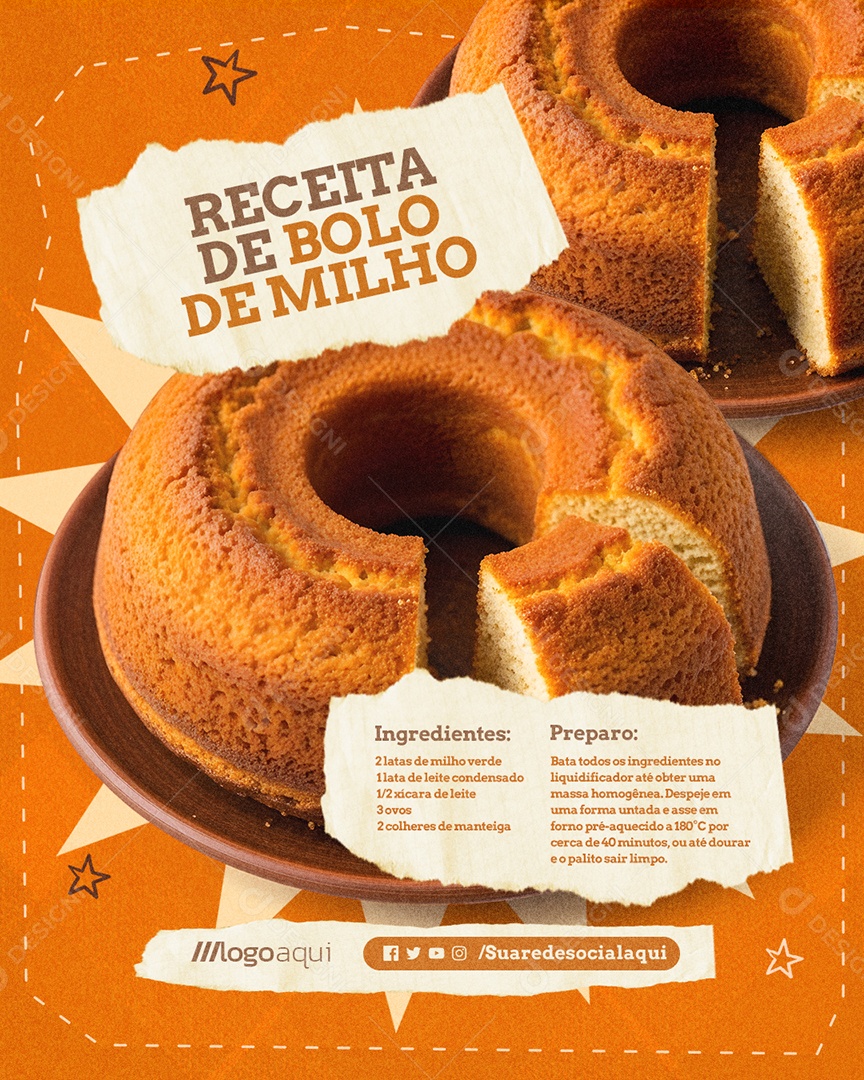 Receita Junina Bolo De Milho Social Media PSD Editável