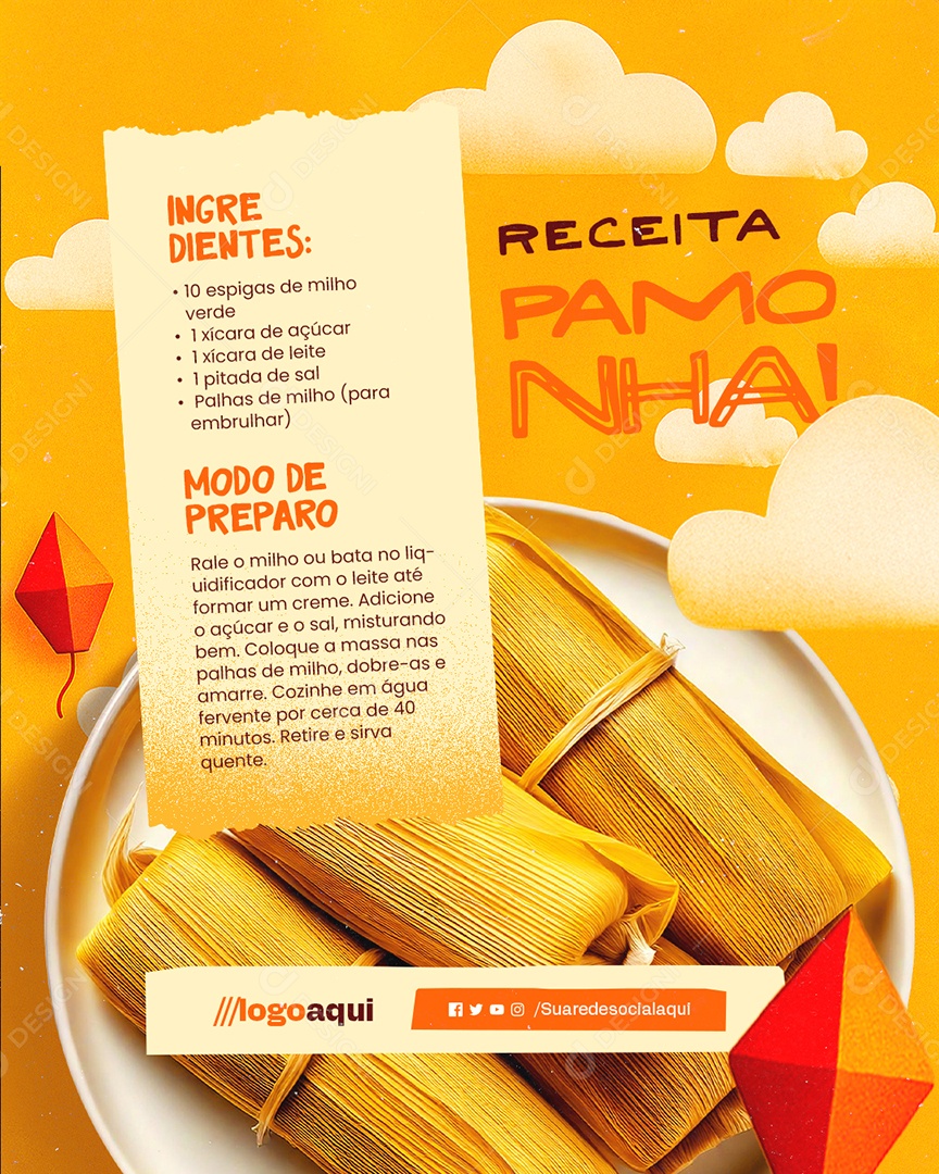 Receita Junina Pamonha Social Media PSD Editável