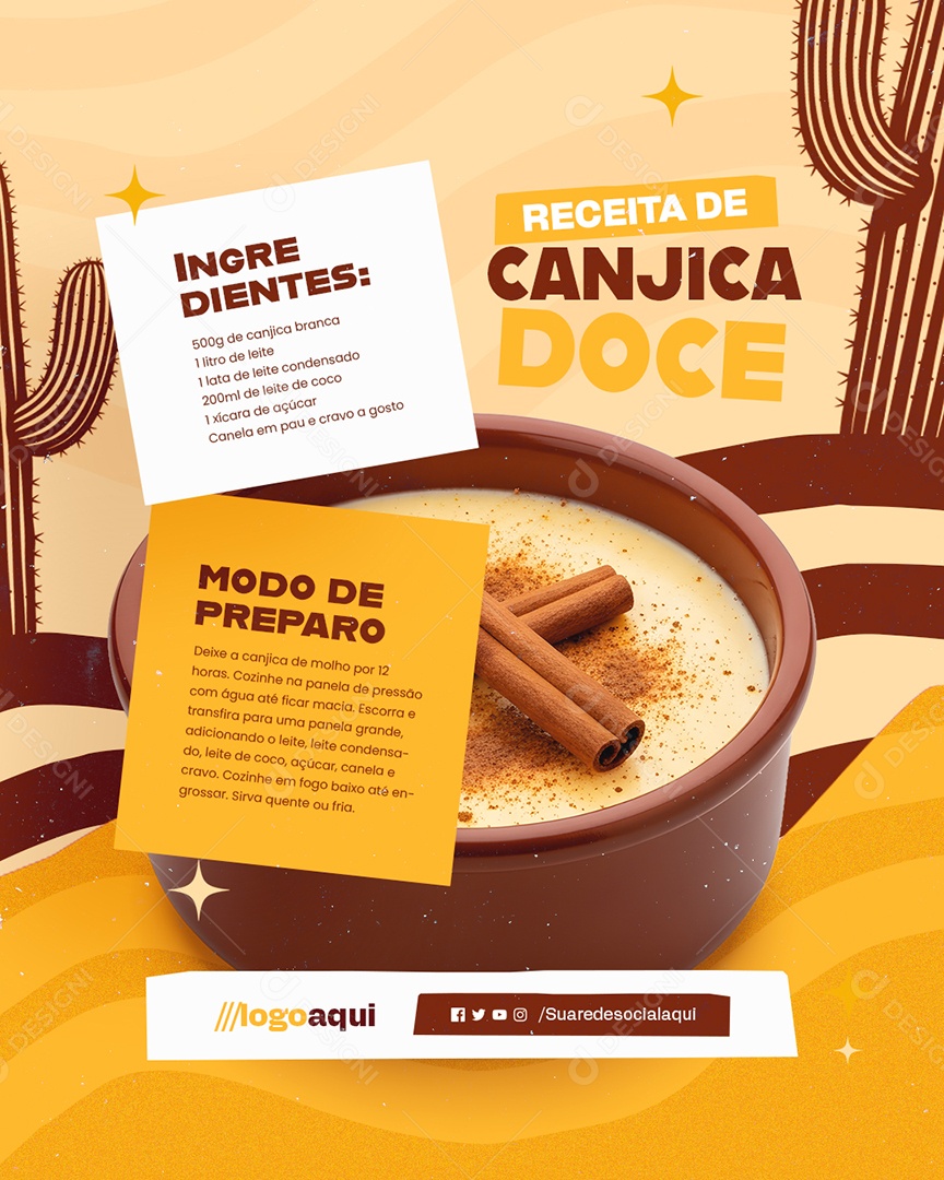 Receita Junina Canjica Doce Social Media PSD Editável