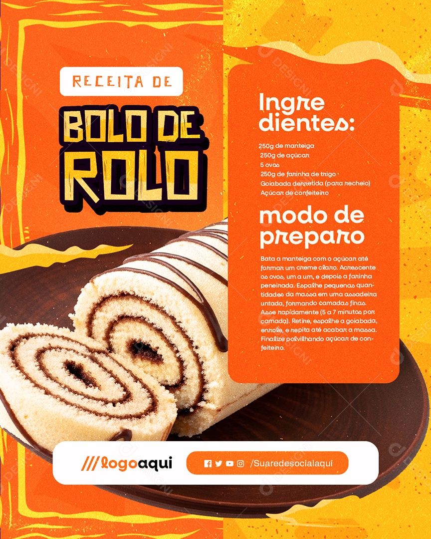 Receita Junina Bolo De Rolo Social Media PSD Editável