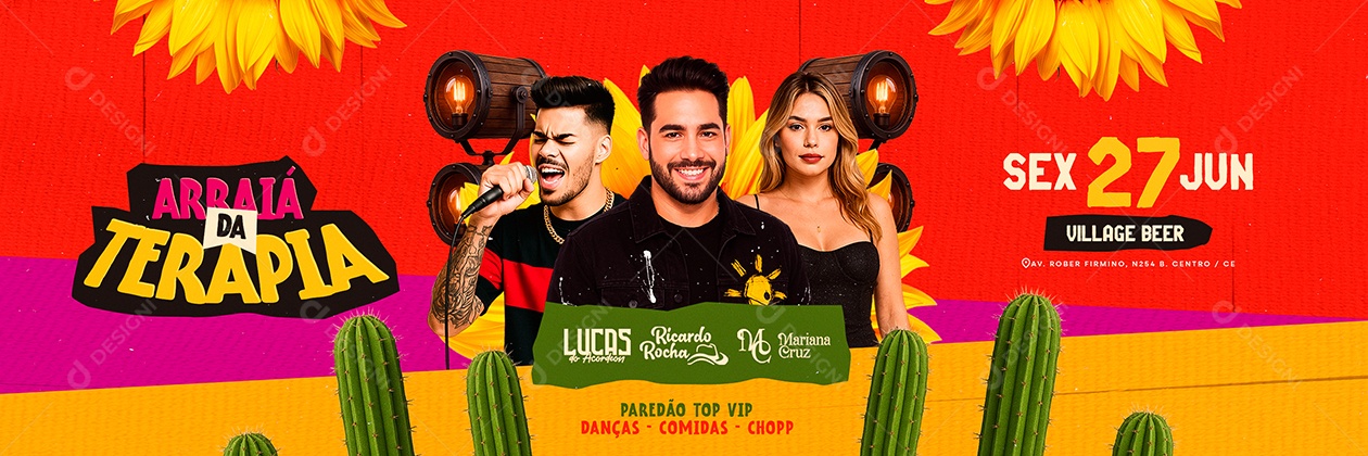 Carrossel Flyer Arraiá da Terapia Social Media PSD Editável