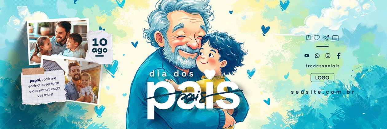 Carrossel Dia Dos Pais 10 de Agosto Social Media PSD Editável