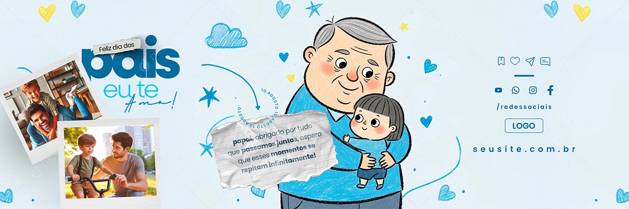 Carrossel Feliz Dia Dos Pais 10 de Agosto Social Media PSD Editável