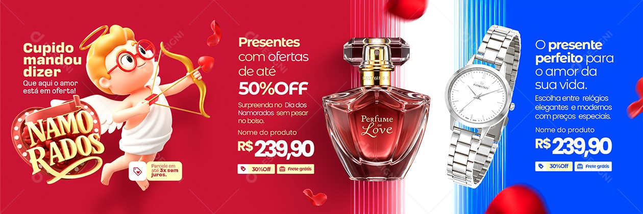 Carrossel Namorados Presentes Perfume Relógio Social Media PSD Editável