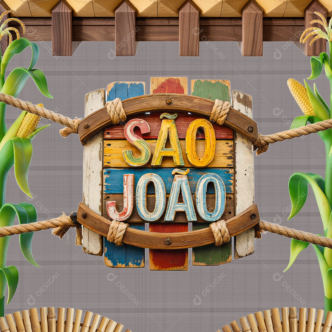 Selo 3D São João Para Composição PSD