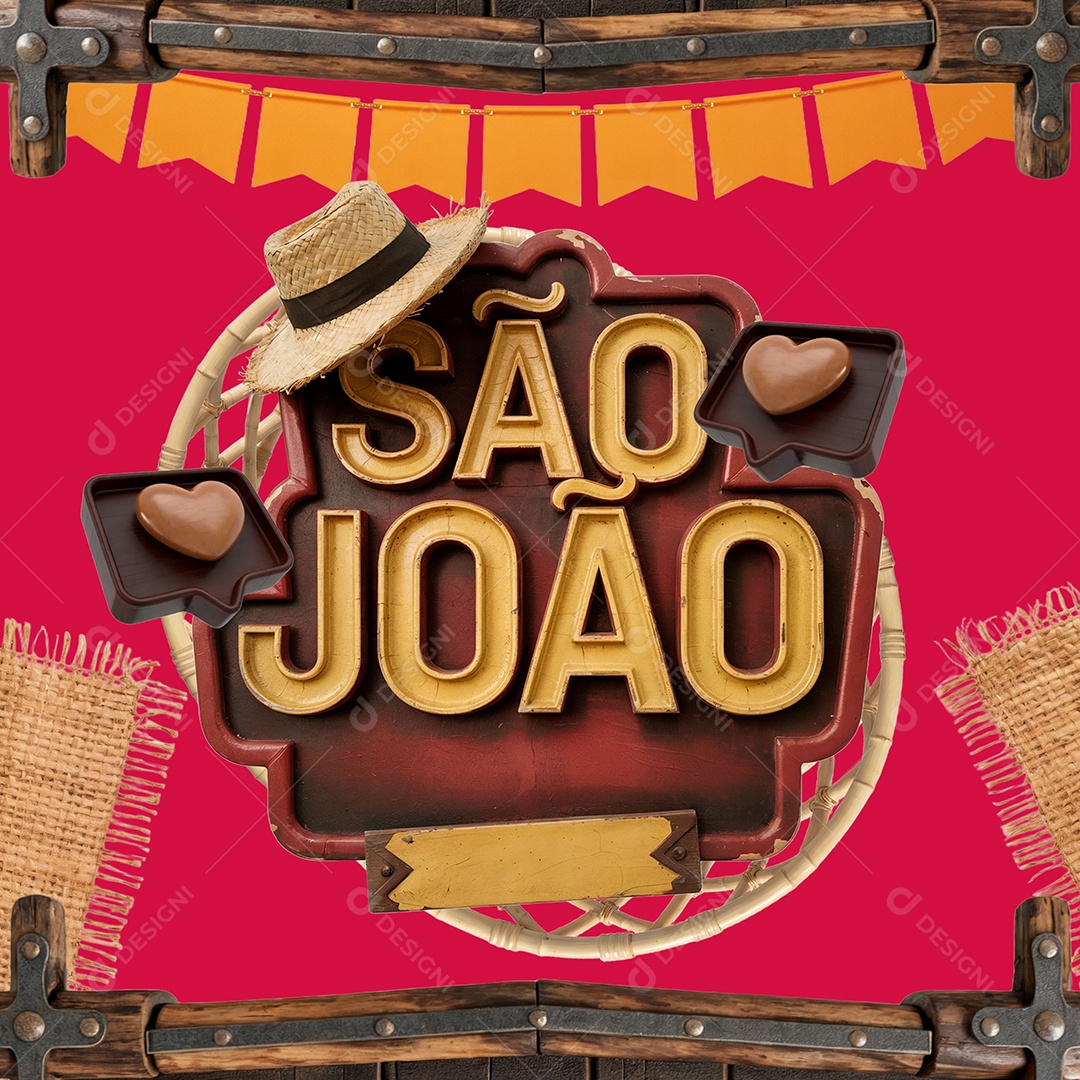Selo 3D São João Para Composição PSD