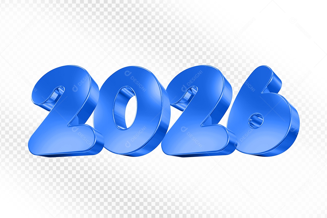 Numero 2025 Azul Elemento 3D Para Composição PSD