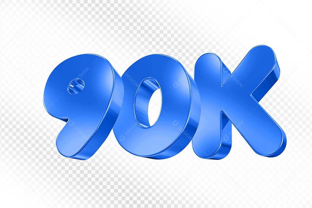 Elemento 3D Número Azul 90K Para Composição PSD