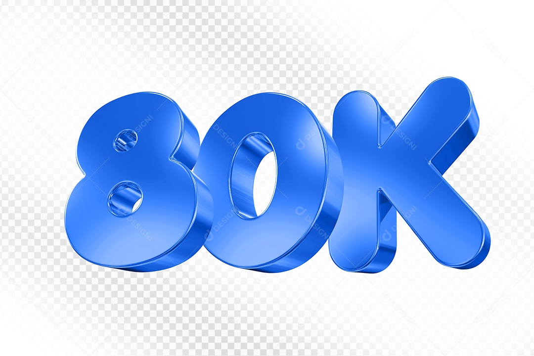 Elemento 3D Número Azul 80K Para Composição PSD