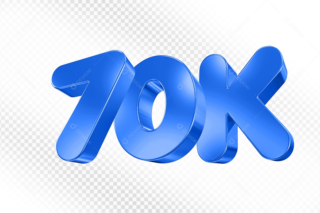Elemento 3D Número Azul 70K Para Composição PSD