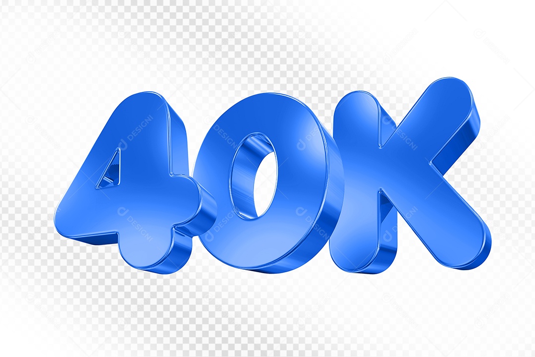Elemento 3D Número Azul 40K Para Composição PSD