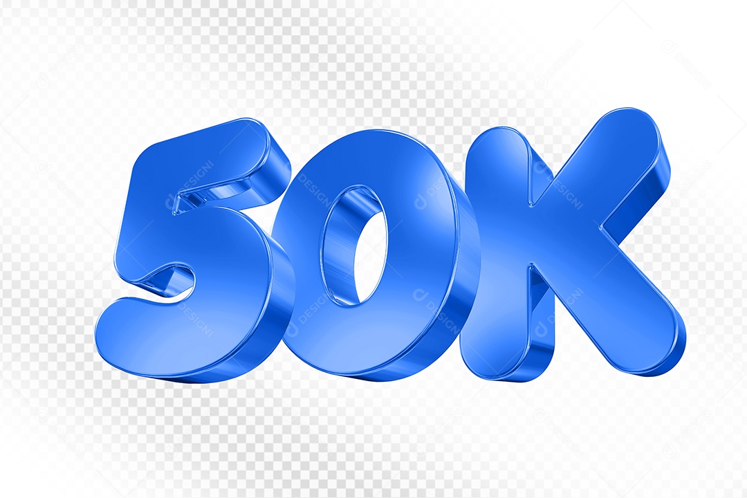 Elemento 3D Número Azul 50K Para Composição PSD