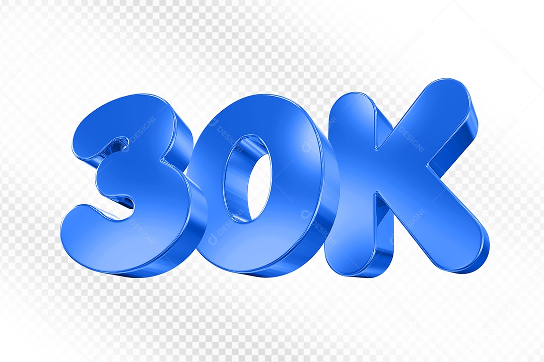 Elemento 3D Número Azul 30K Para Composição PSD