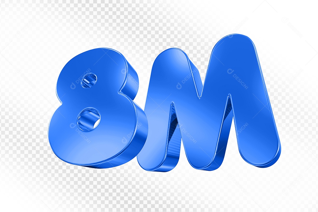 Elemento 3D Número Azul 8M Para Composição PSD