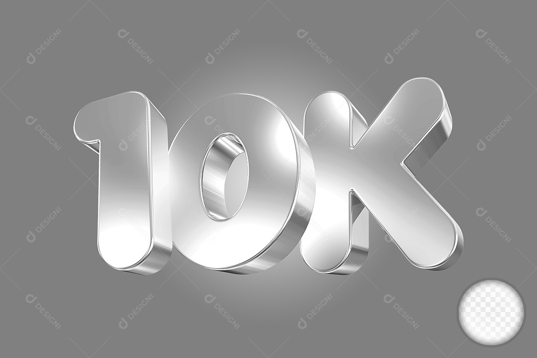 Elemento 3D Número Prata 10K Para Composição PSD