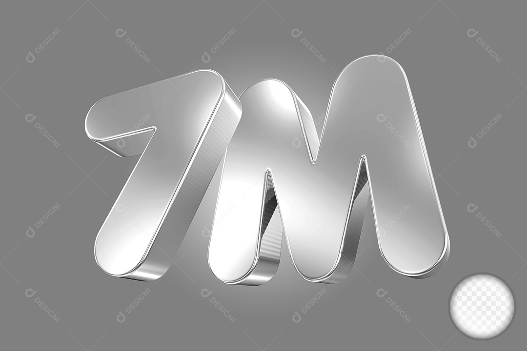 Elemento 3D Número Prata 7M Para Composição PSD