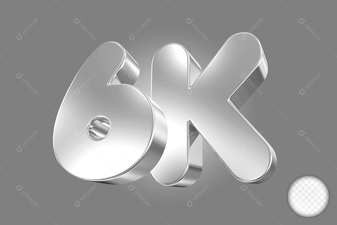 Elemento 3D Número Prata 6K Para Composição PSD