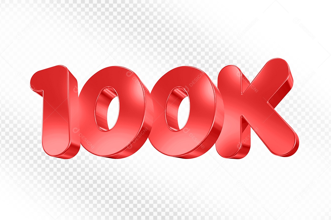 Elemento 3D Número Vermelho 100K Para Composição PSD