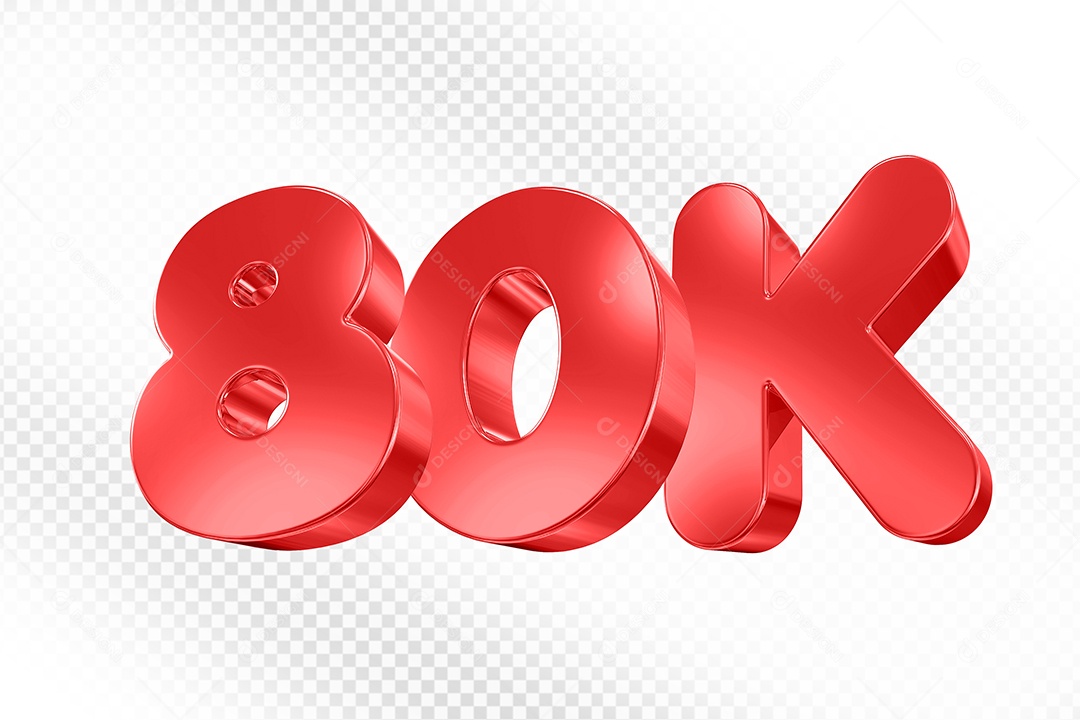 Elemento 3D Número Vermelho 80K Para Composição PSD