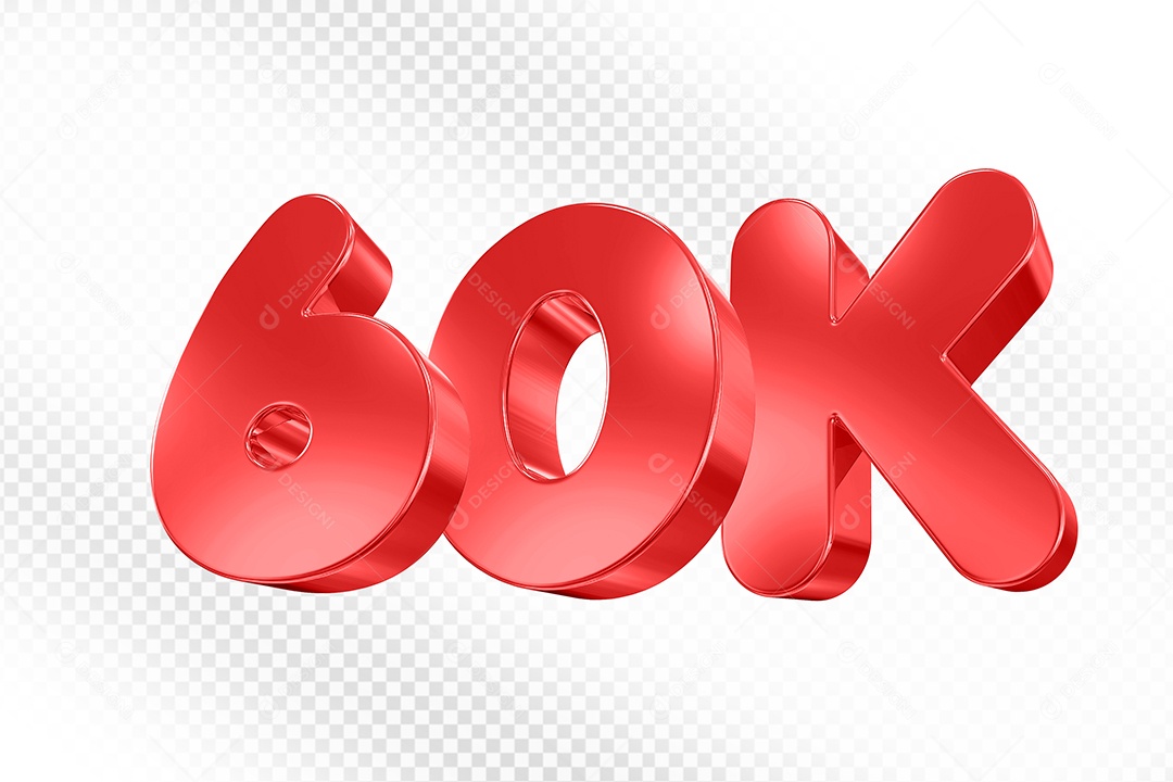 Elemento 3D Número Vermelho 60K Para Composição PSD
