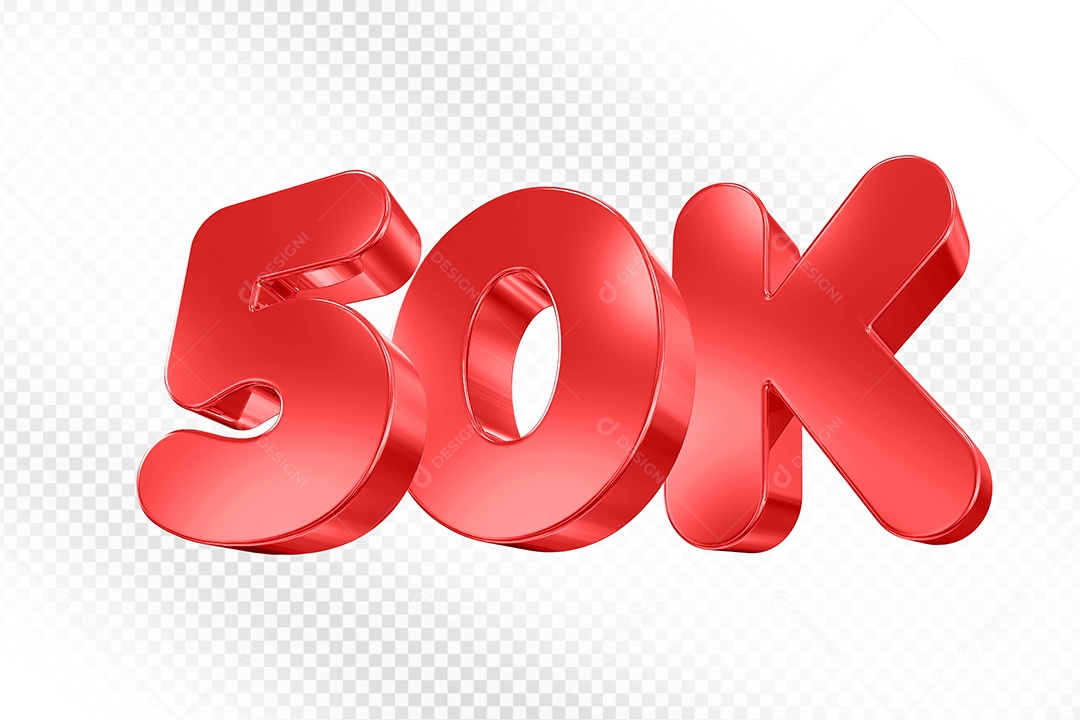 Elemento 3D Número Vermelho 50K Para Composição PSD