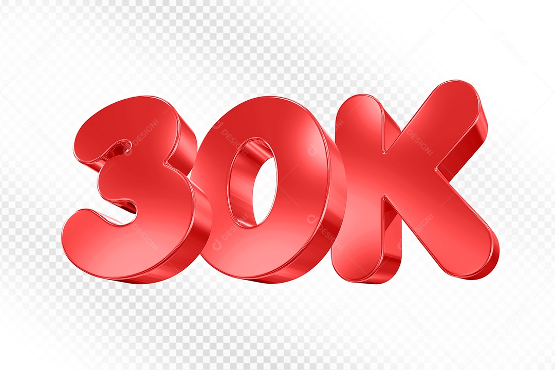 Elemento 3D Número Vermelho 30K Para Composição PSD