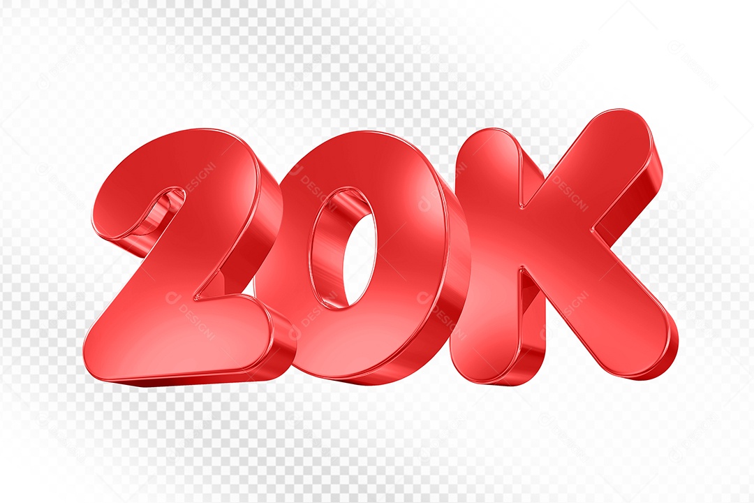 Elemento 3D Número Vermelho 20K Para Composição PSD