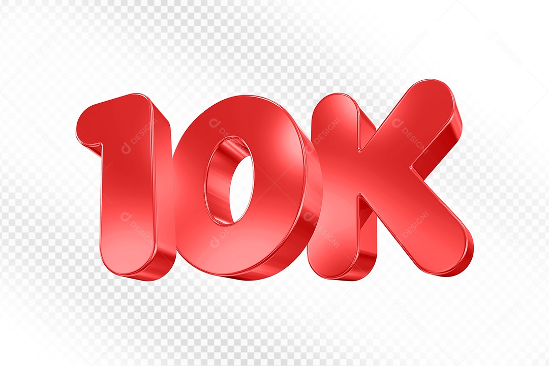 Elemento 3D Número Vermelho 10K Para Composição PSD