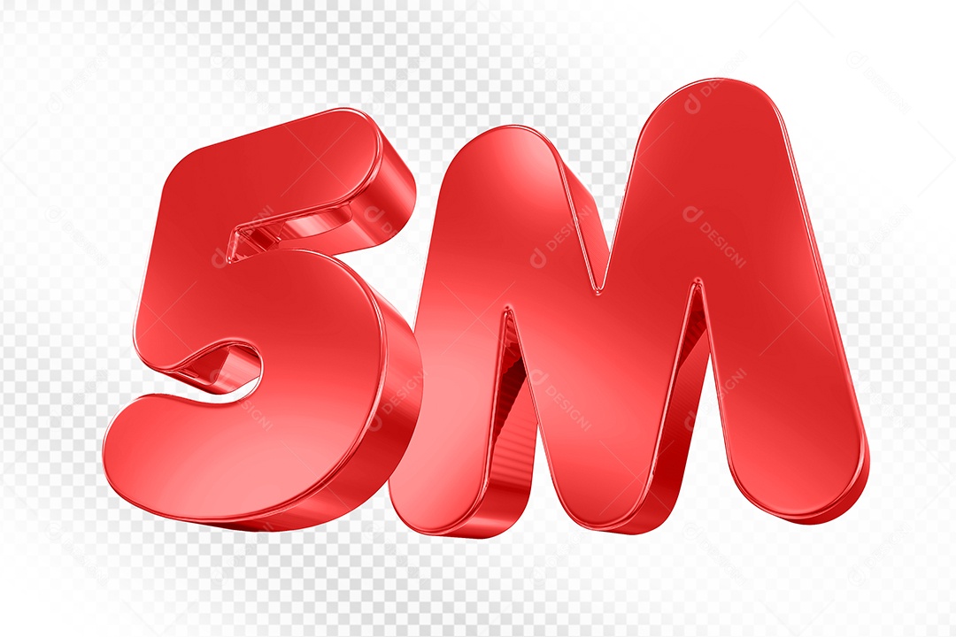 Elemento 3D Número Vermelho 5M Para Composição PSD