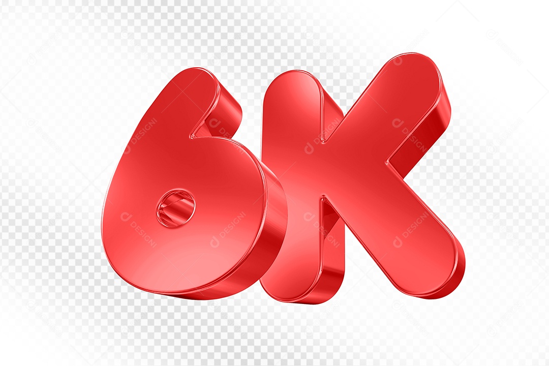 Elemento 3D Número Vermelho 6K Para Composição PSD