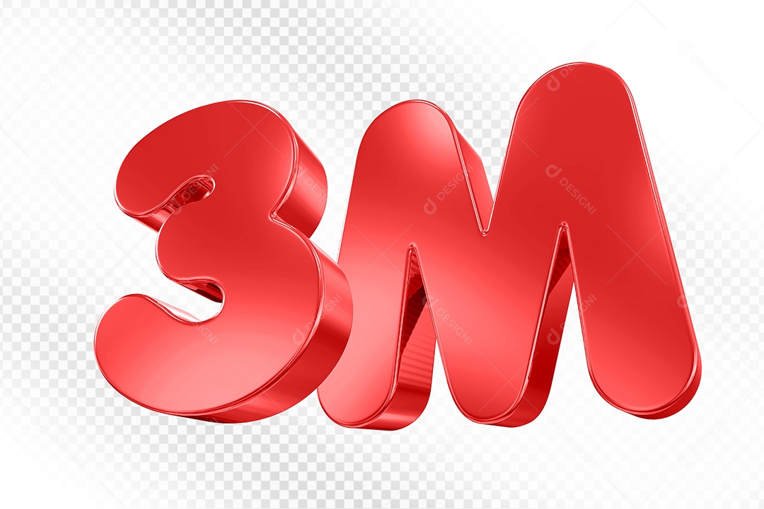 Elemento 3D Número Vermelho 3M Para Composição PSD