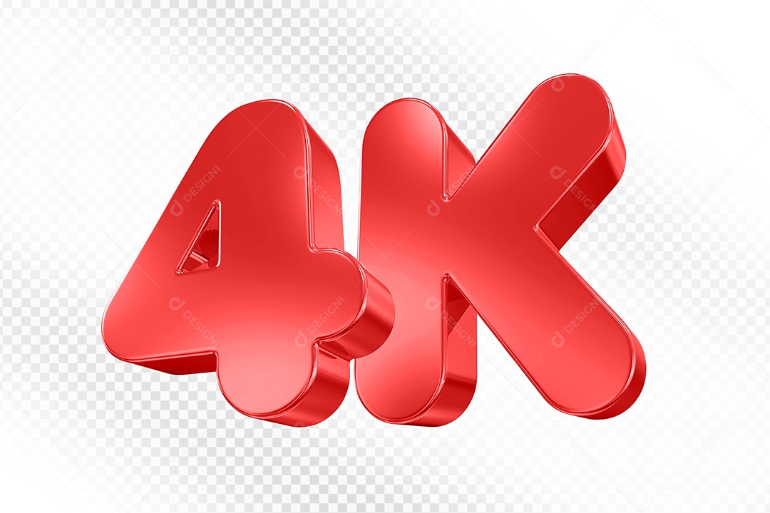 Elemento 3D Número Vermelho 4K Para Composição PSD