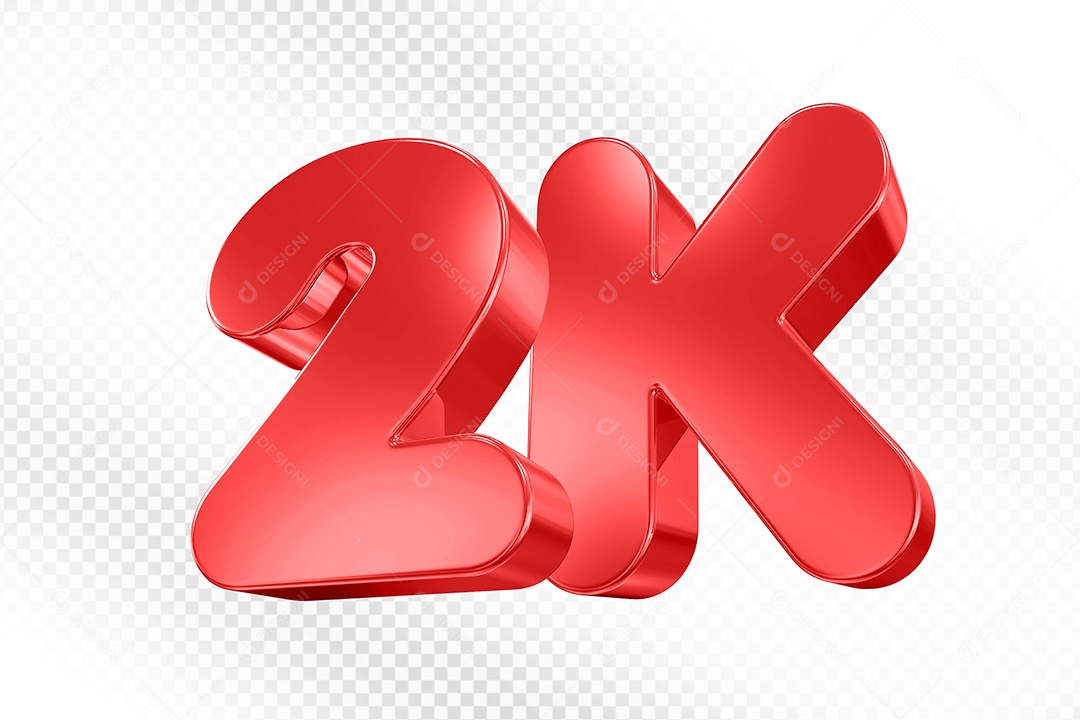 Elemento 3D Número Vermelho 2K Para Composição PSD