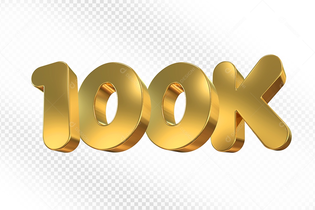 Elemento 3D Número Dourado 100K Para Composição PSD