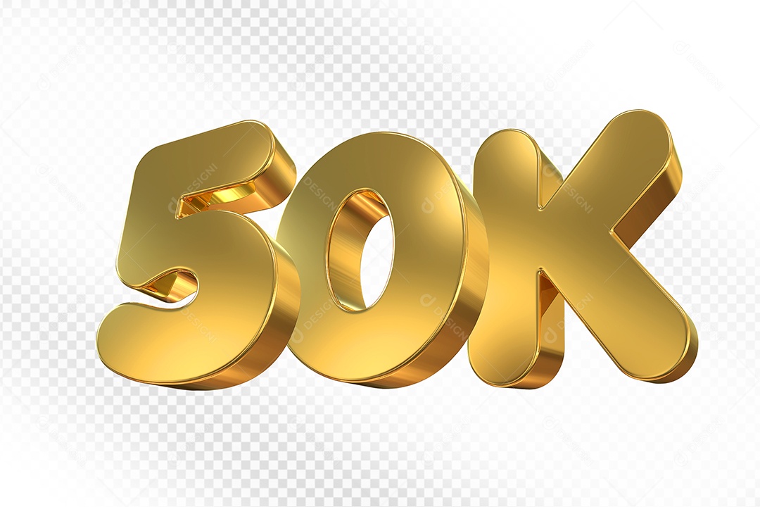 Elemento 3D Número Dourado 50K Para Composição PSD