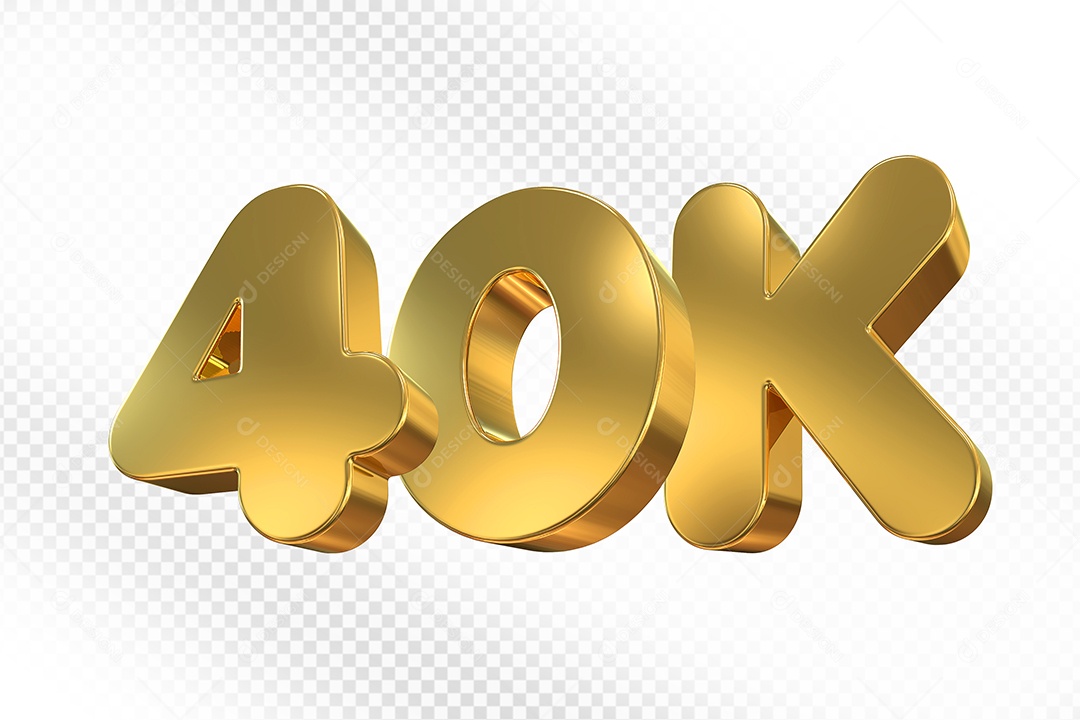 Elemento 3D Número Dourado 40K Para Composição PSD