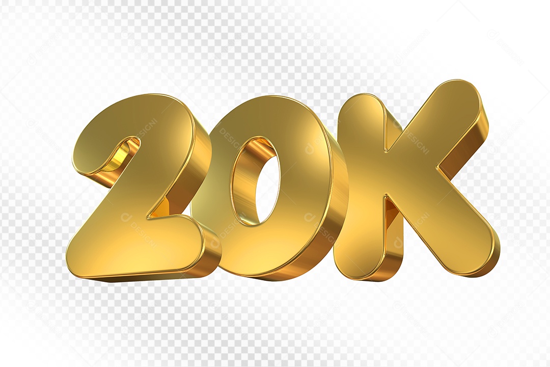 Elemento 3D Número Dourado 3K Para Composição PSD