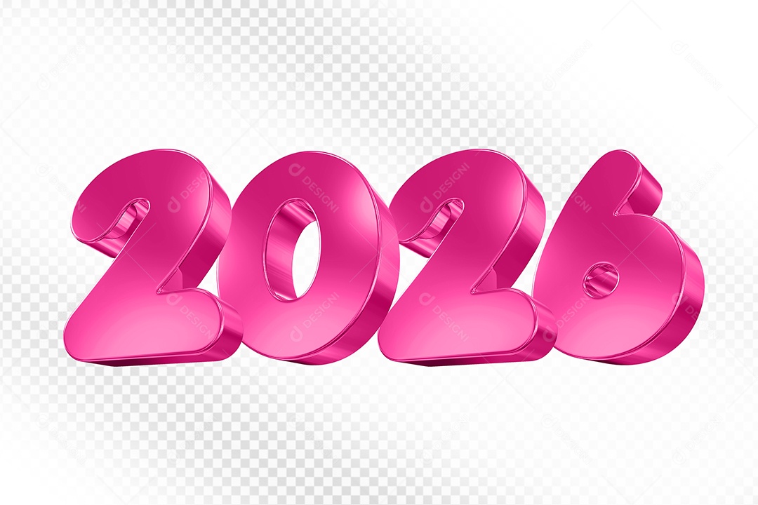 Numero 2026 Rosa Elemento 3D Para Composição PSD