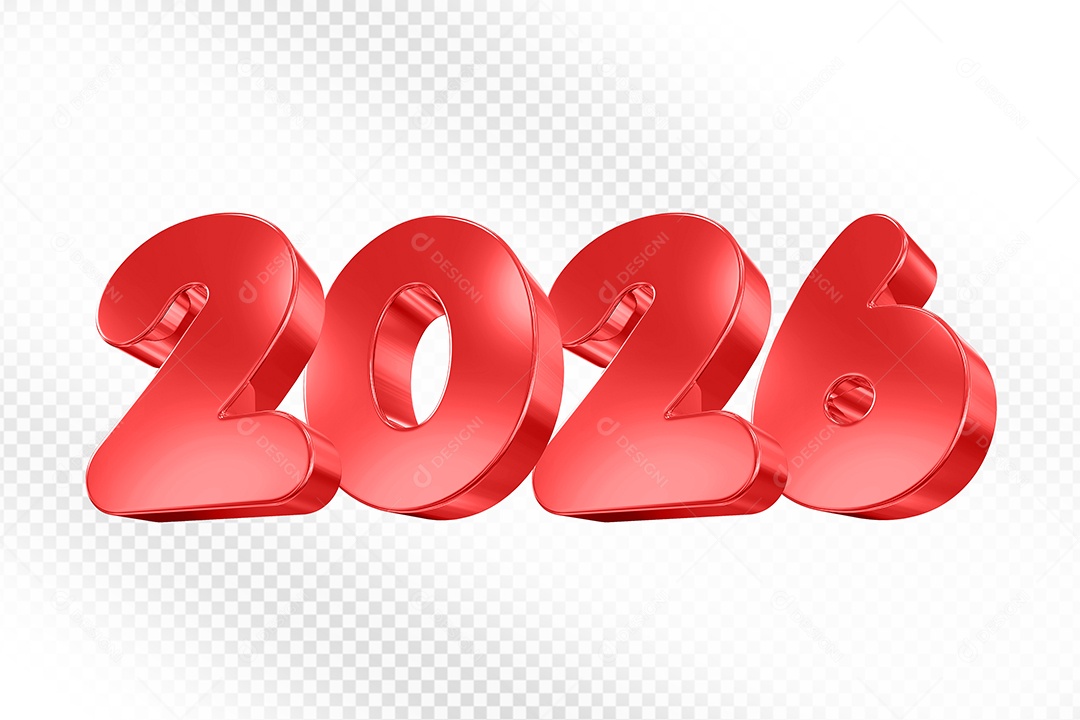 Numero 2026 Vermelho Elemento 3D Para Composição PSD
