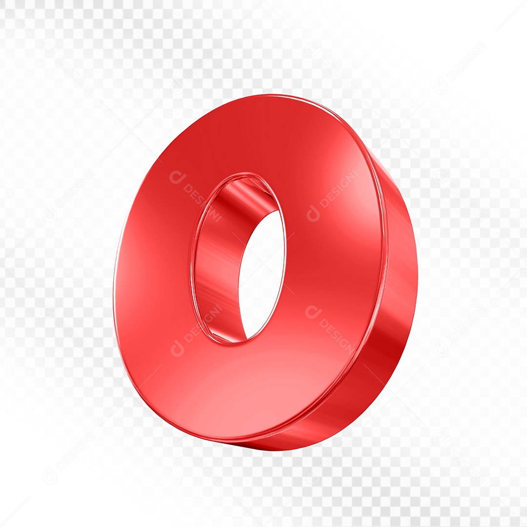 Elemento 3D Número 0 Vermelho Para Composição PSD