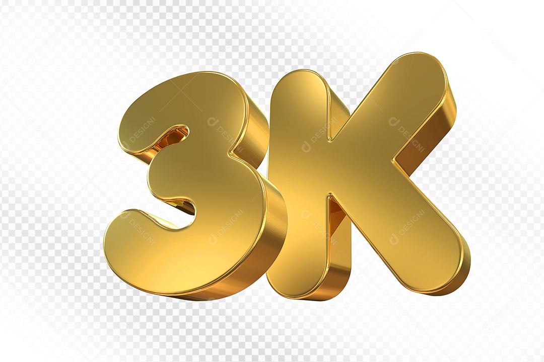 Elemento 3D Número Dourado 3K Para Composição PSD