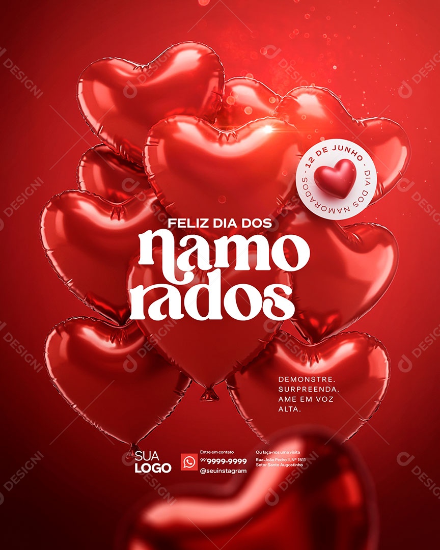 Feliz Dia dos Namorados 12 de junho Social Media PSD Editável