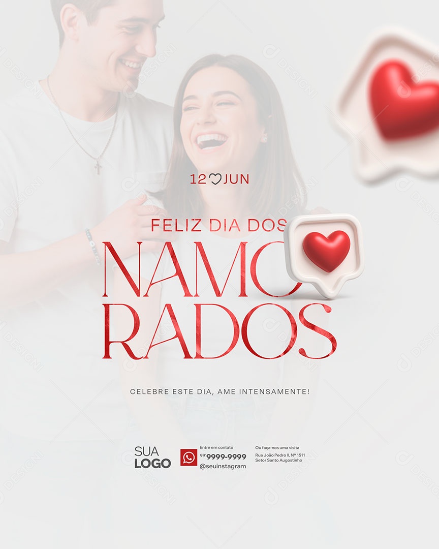 Feliz Dia dos Namorados 12 de junho Social Media PSD Editável