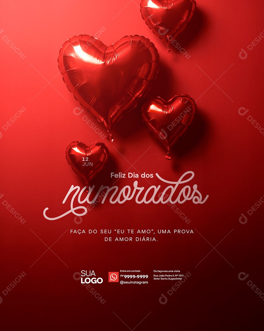 Feliz Dia dos Namorados 12 de junho Social Media PSD Editável