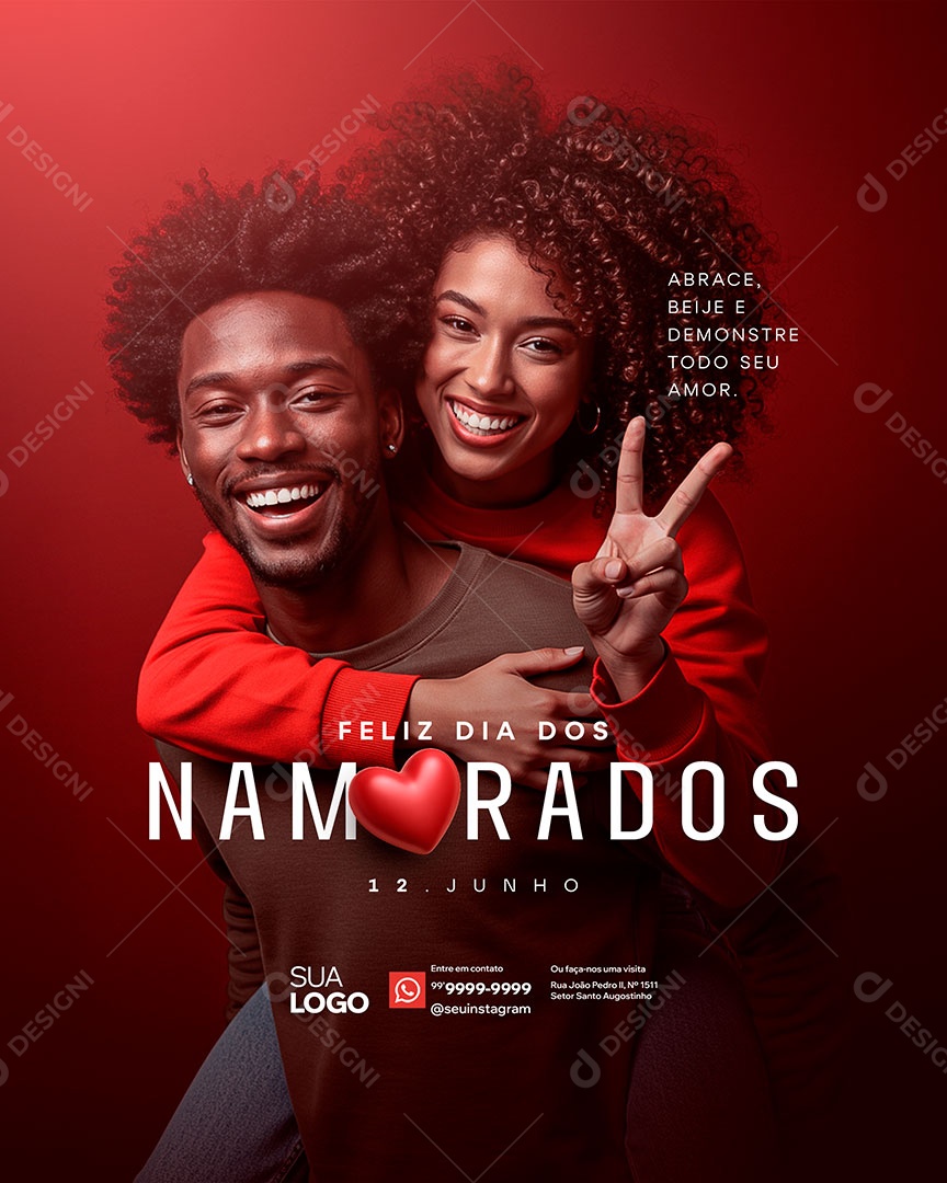 Feliz Dia dos Namorados 12 de junho Social Media PSD Editável