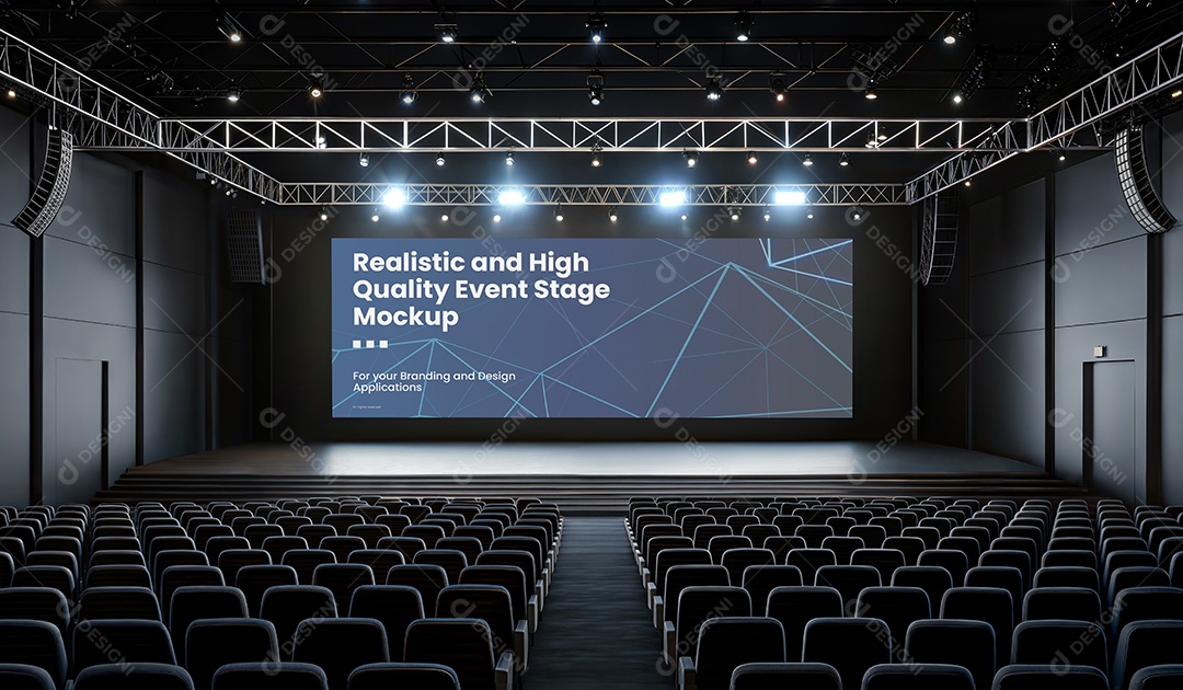 Espaço de evento com palco Mockup PSD Editável