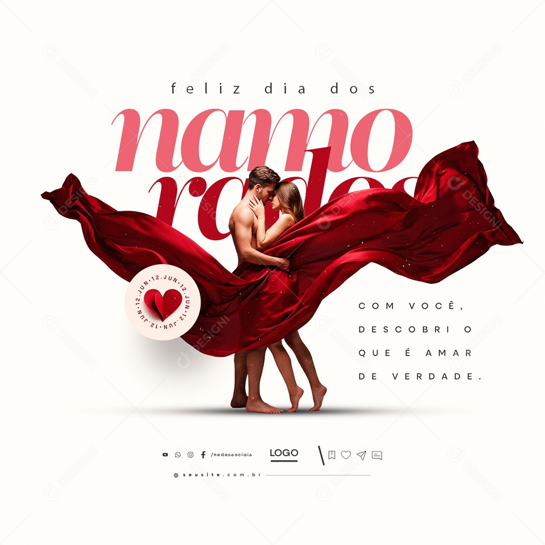 Feliz Dia dos Namorados 12 de Junho Social Media PSD Editável