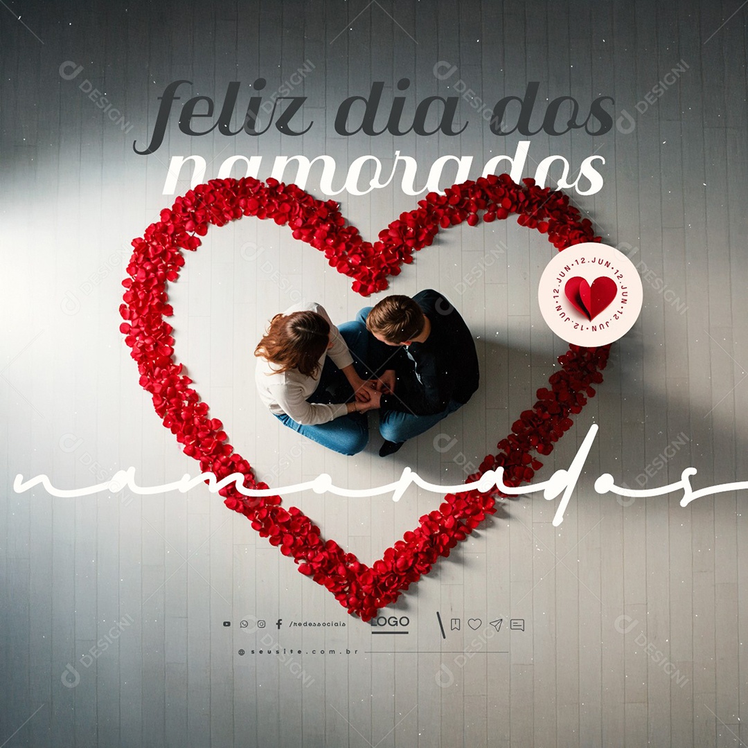 Feliz Dia dos Namorados 12 de Junho Social Media PSD Editável