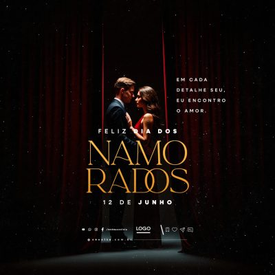 Feliz Dia dos Namorados 12 de Junho Social Media PSD Editável